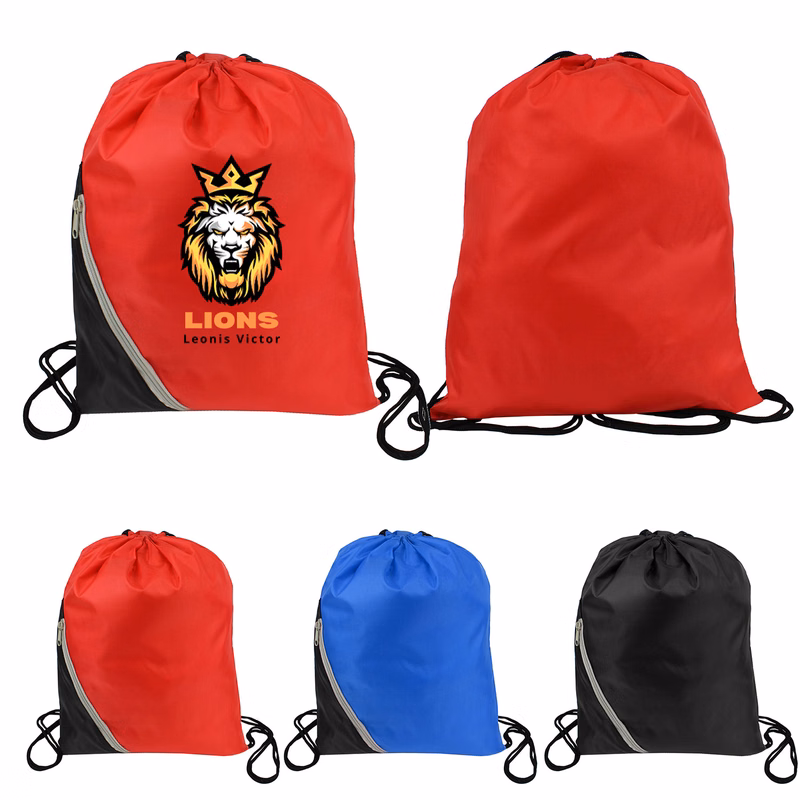 Zipper Pocket Drawstring Backpack