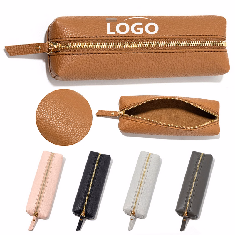 Pu Leather Zippered Pencil Case