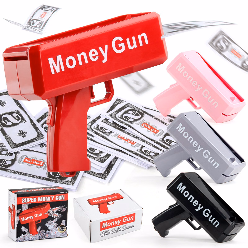 Money Sprayer Toy Gun toy that can feed up to more than 100 pcs dollar bills