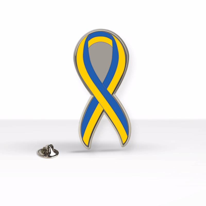 Support Ukraine Express Lapel Pin (1.25 x 0.5 inAwareness Ribbon)