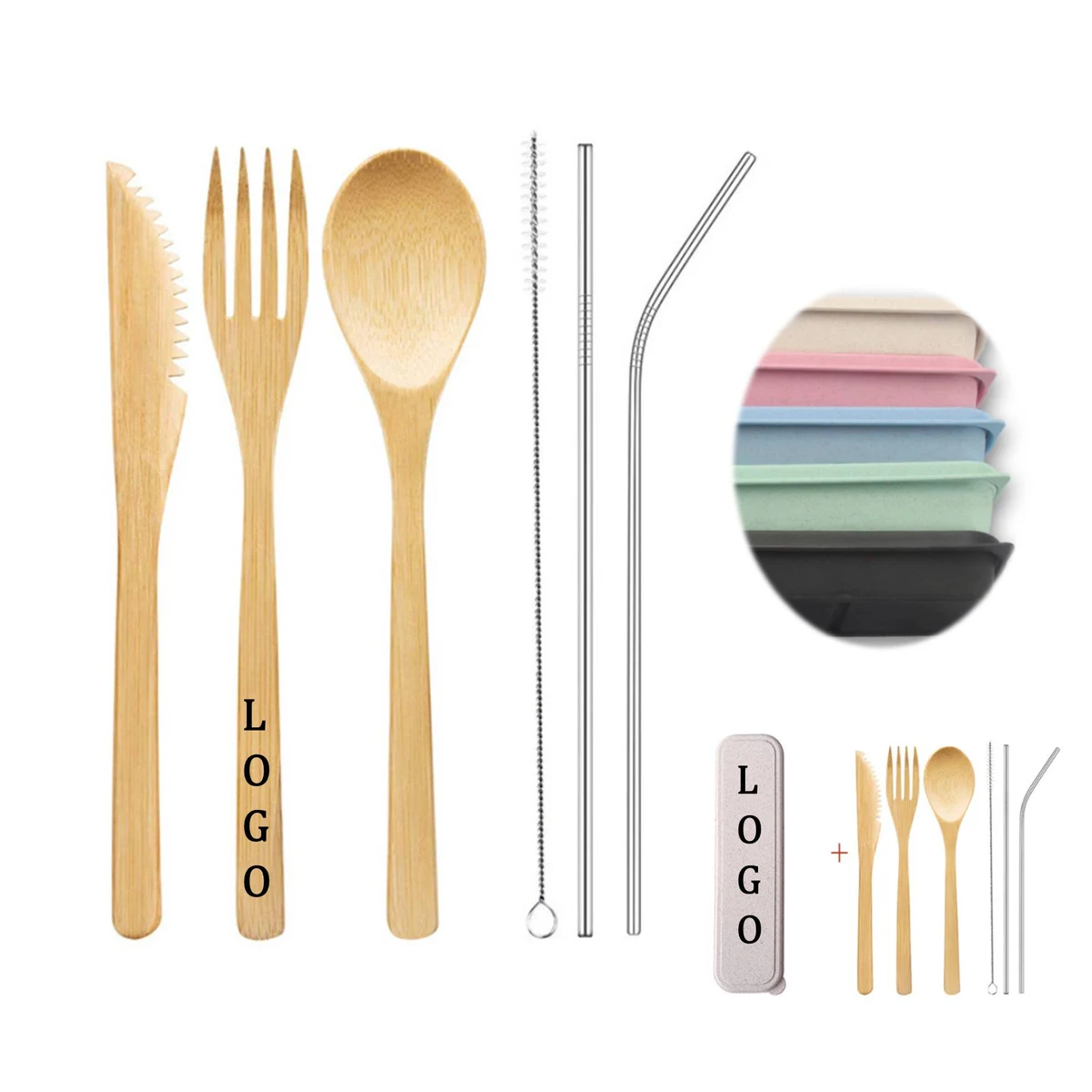 Portable Bamboo Utensil Set With Straw 1