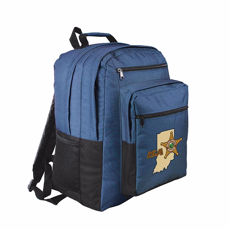 600D Polyester Deluxe Backpack w/2 Side Mesh Pockets