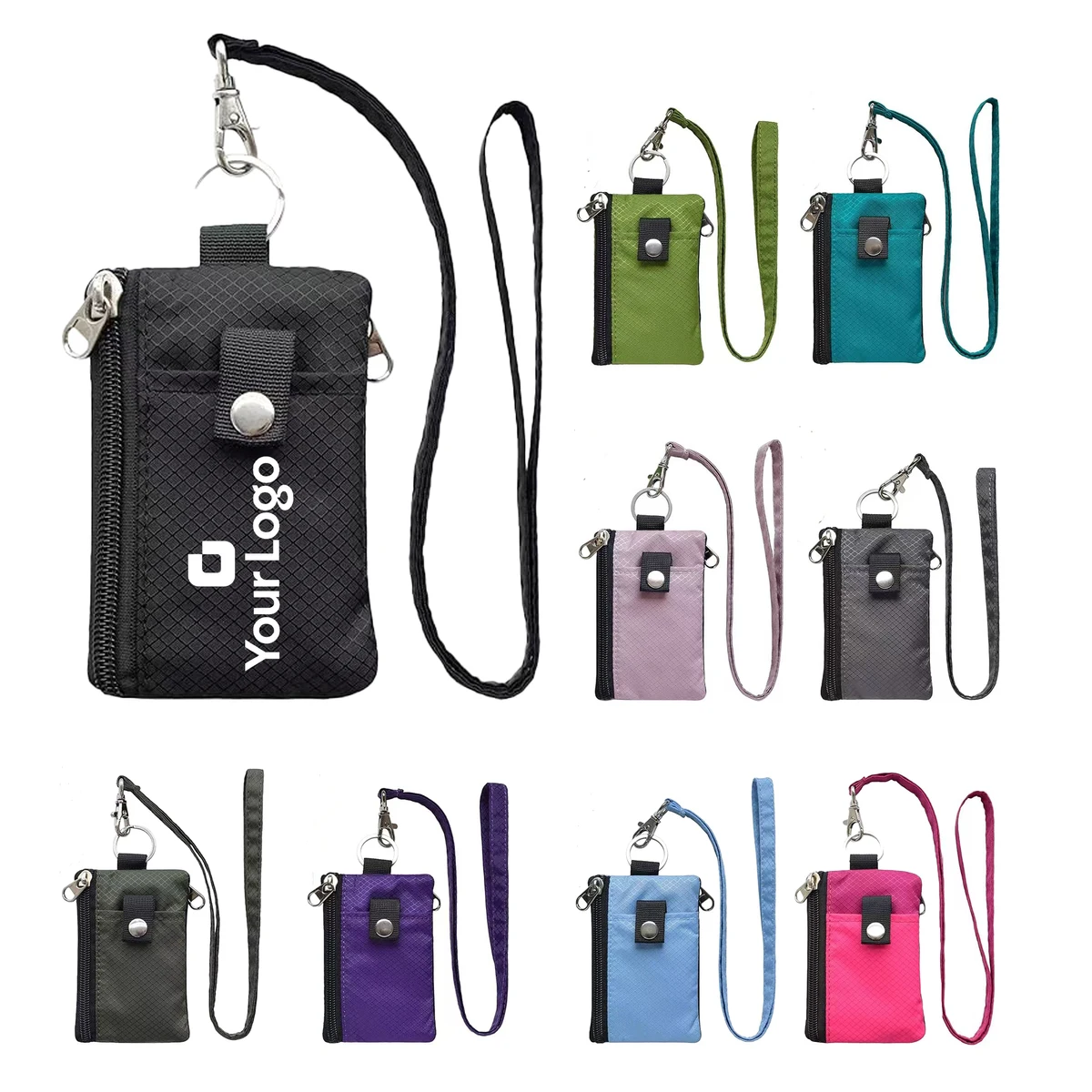 RFID Blocking Slim Keychain Wallet Mini Card Holder Lanyard 1