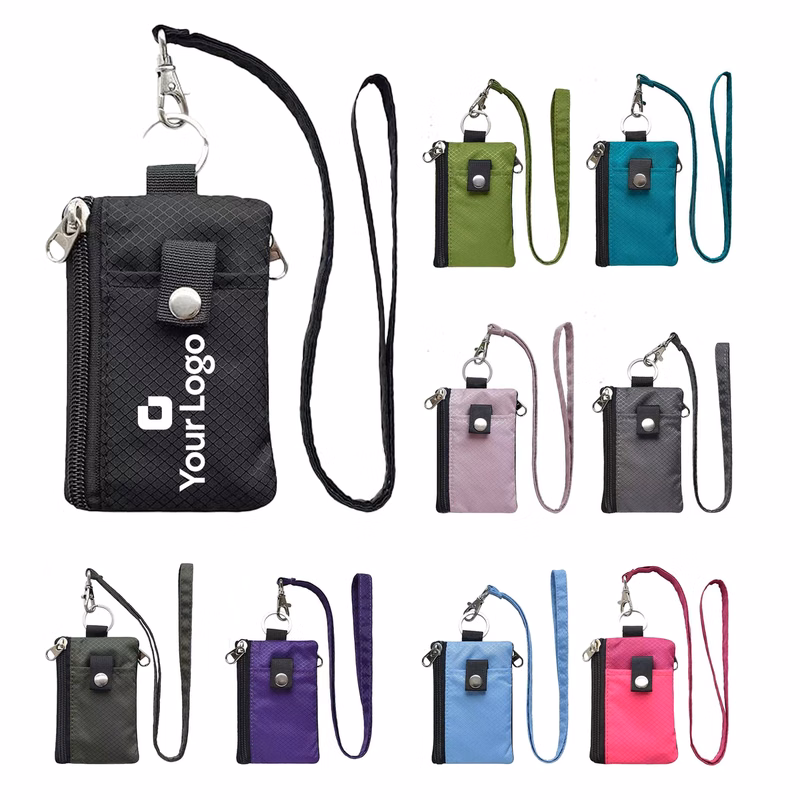 RFID Blocking Slim Keychain Wallet Mini Card Holder Lanyard
