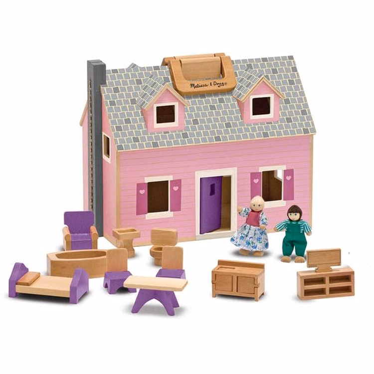 Melissa & Doug Fold & Go Dollhouse Sets - Furniture Included