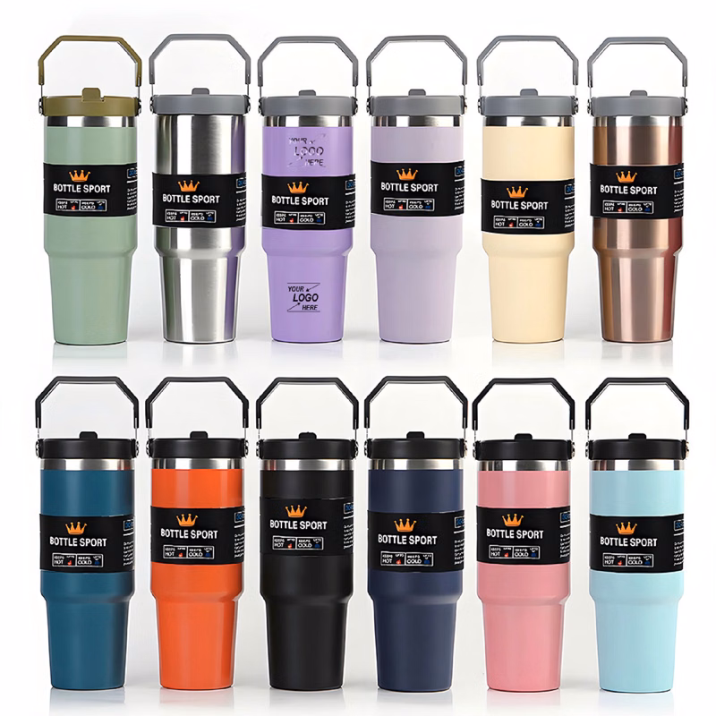 30 oz Insulated Tumbler with Handle and Straw Lid