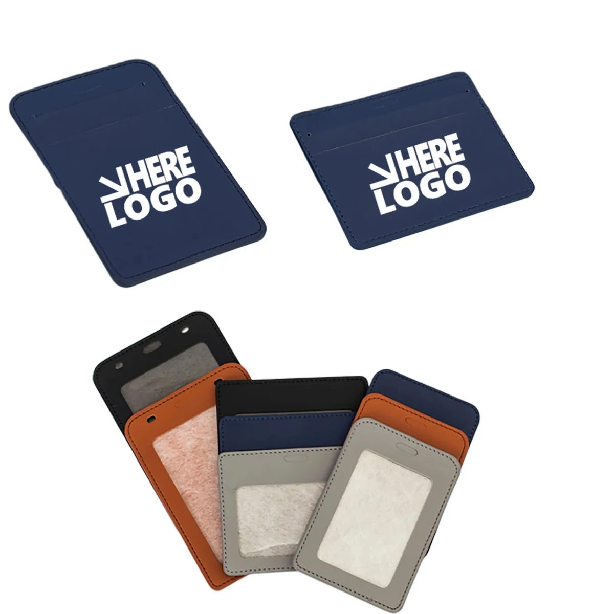 ID Badge Holder PU Leather Card Slots Case 1