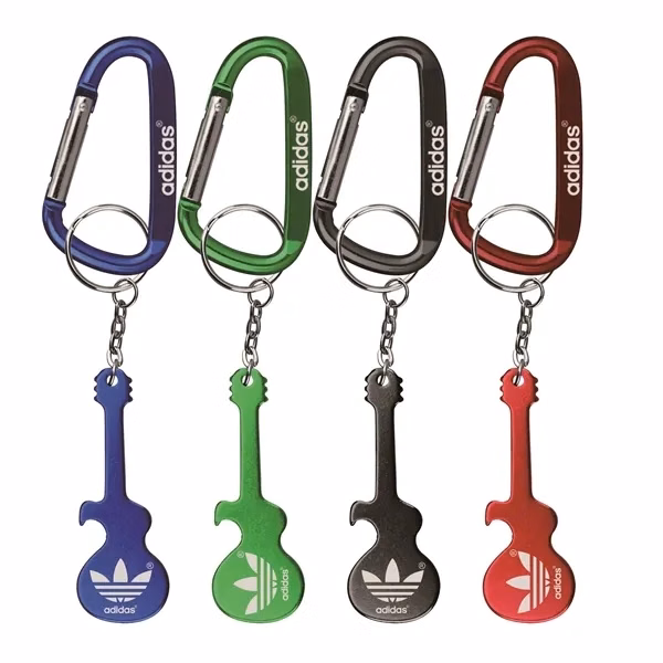 Custom Aluminum Guitar Bottle Opener with Carabiner Keychain — Event & Travel Giveaway