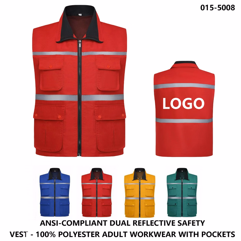 High Visibility Work Vest ?C Four Pockets, Dual Reflective & Logo Print