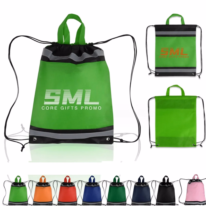 210D Polyester Custom String Bags with Reflective Stripe