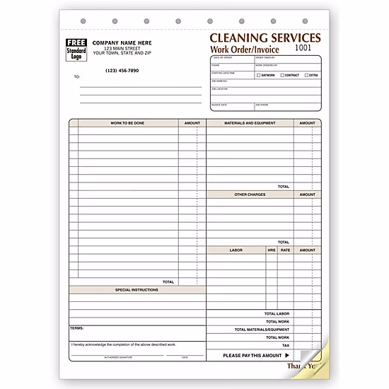 Cleaning Company Contract , Work Orders