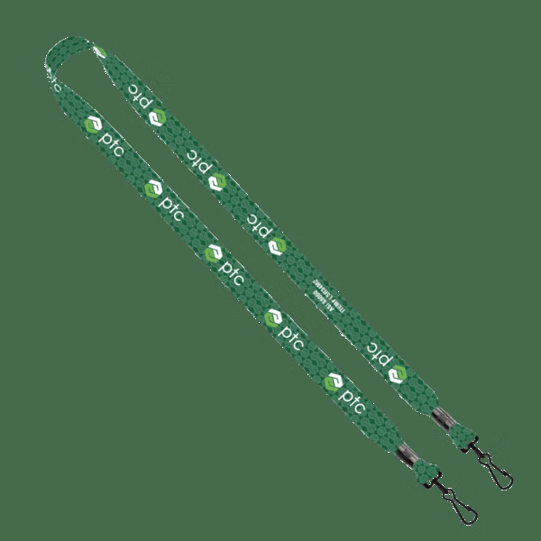 3/4" rPET Dye-Sublimated Double-Ended Lanyard With Metal Crimp and Swivel Snap Hook