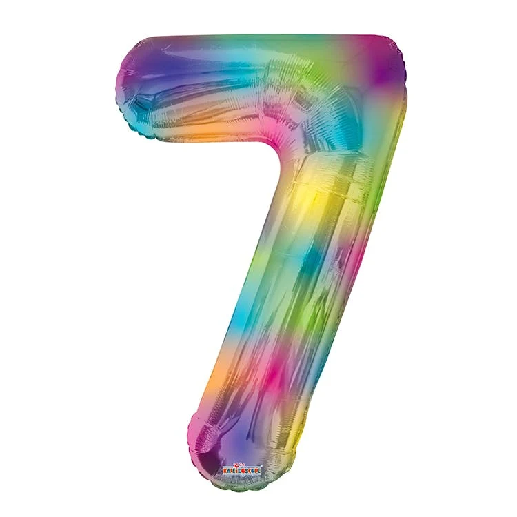Mylar Number 7 Balloons - Rainbow 34" 1