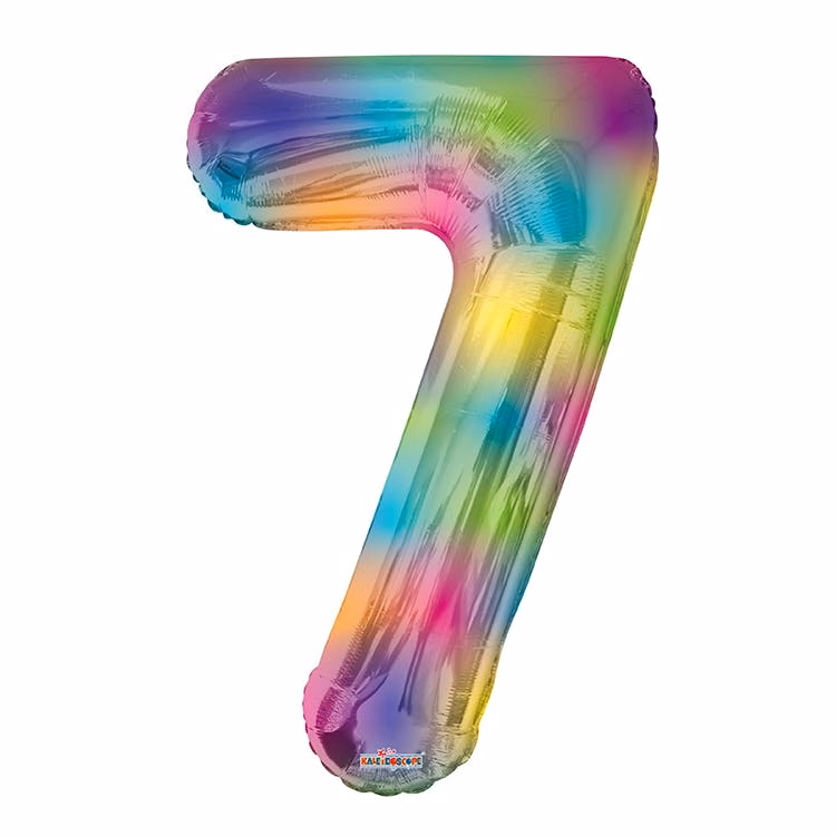 Mylar Number 7 Balloons - Rainbow 34"