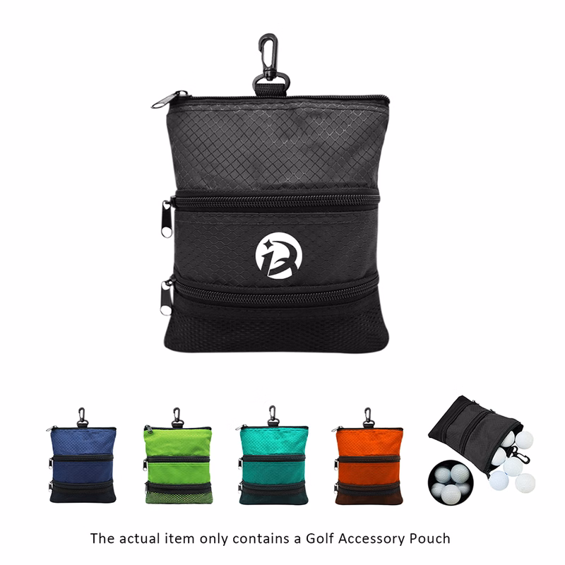 Golf Accessory Pouch with Carabiner and Zipper Pockets