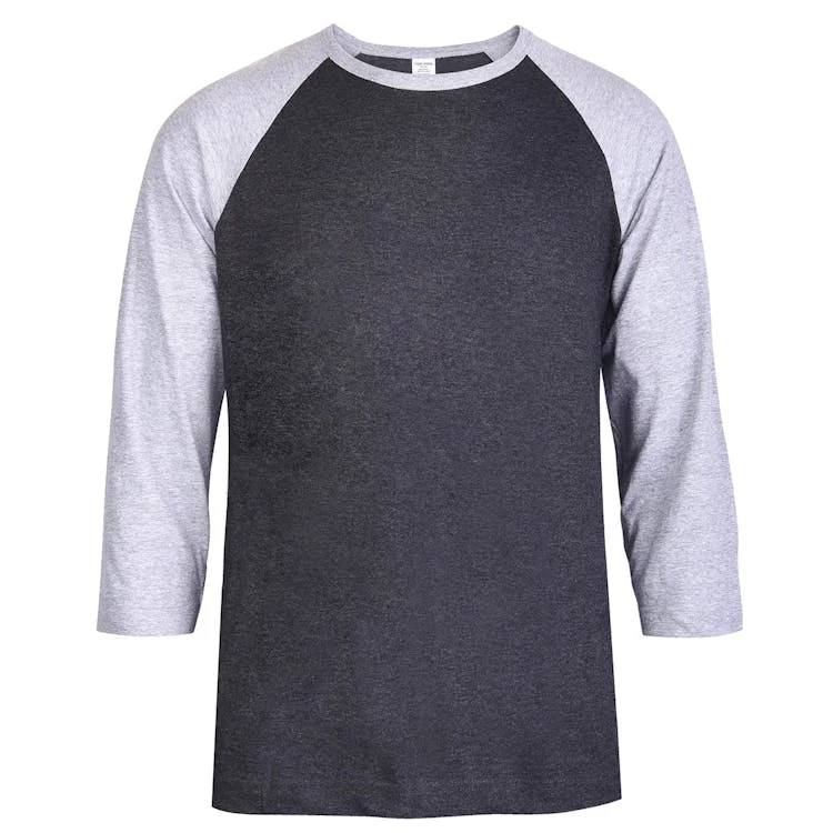 Men's 3/4 Sleeve Baseball T-Shirt - Medium Gray/Charcoal 1