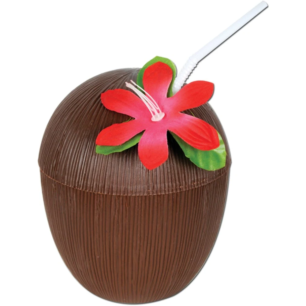 Plastic Coconut Cups - Brown 16 oz 1