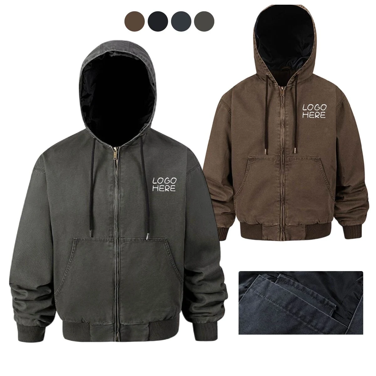 Duck Down Blend Zipper Hooded Jacket Warm Winter Coat 1