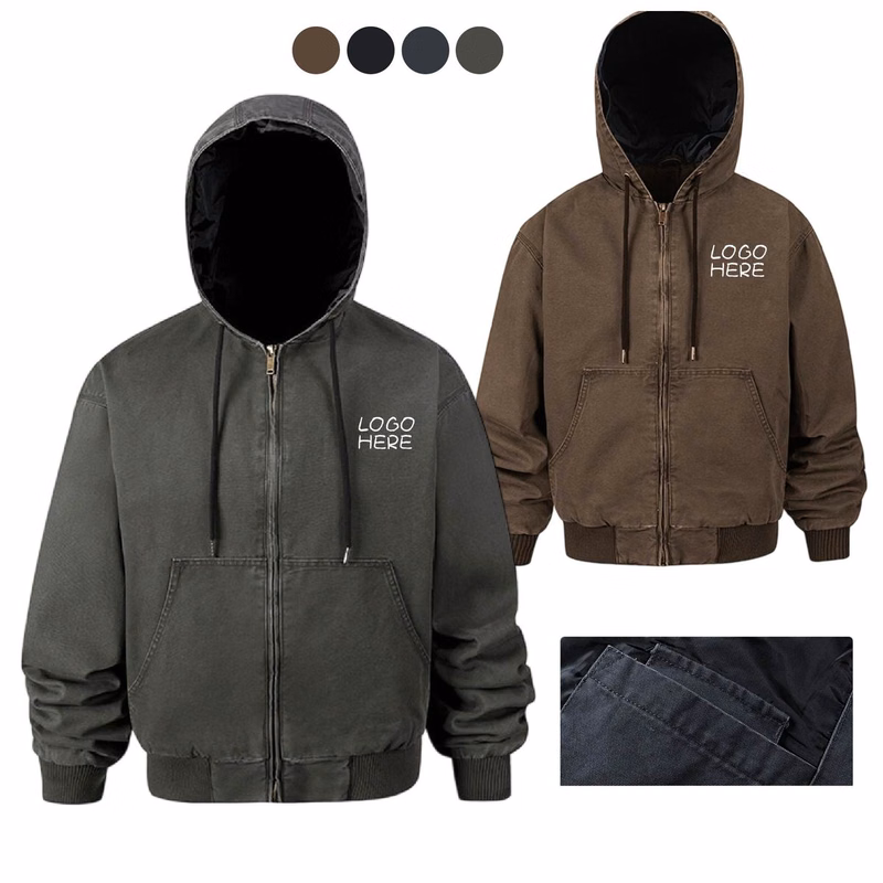 Duck Down Blend Zipper Hooded Jacket Warm Winter Coat