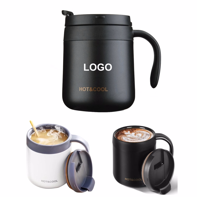 12Oz Reusable Stainless Steel Coffee Mug With Handle Lip