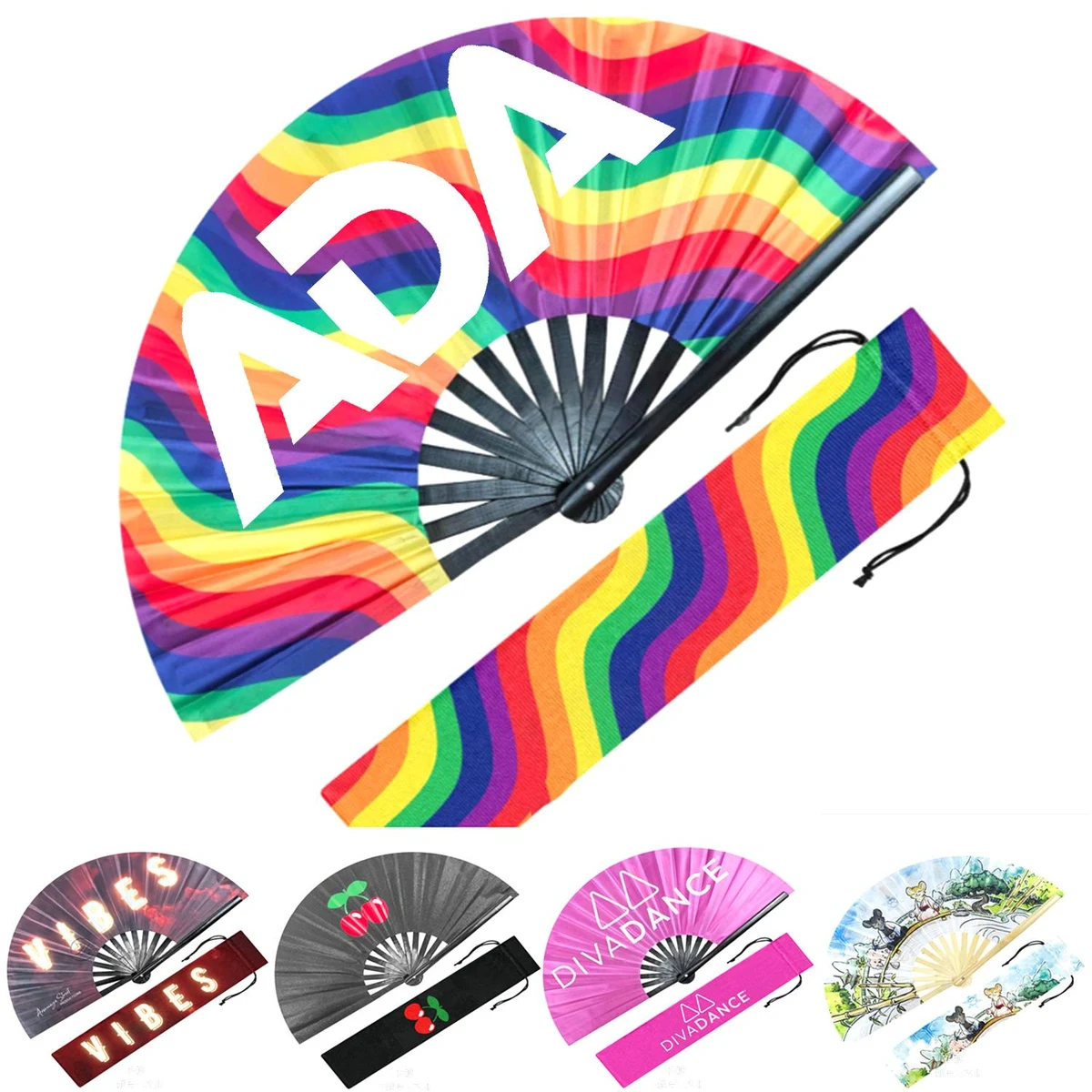 Rainbow LGBT Bamboo Rib Handheld Fans 1