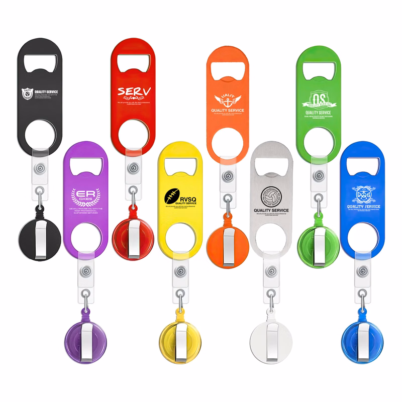 Retractable Metal Bottle Opener With Clips