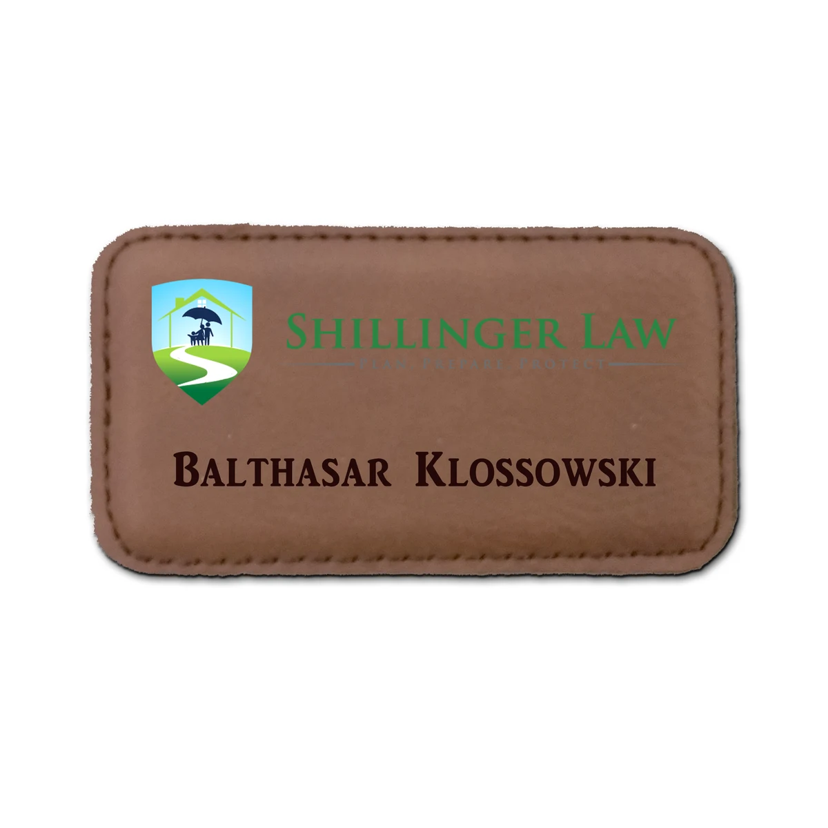 Leather Stitched Badge 1.5" x 3" 1