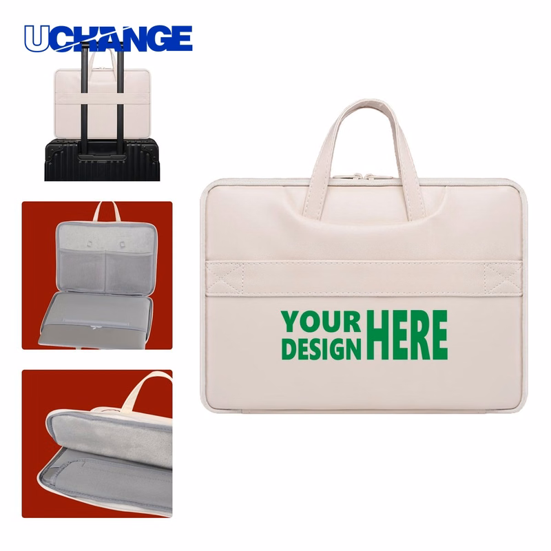 PU Leather Laptop Carrying Case with Handle