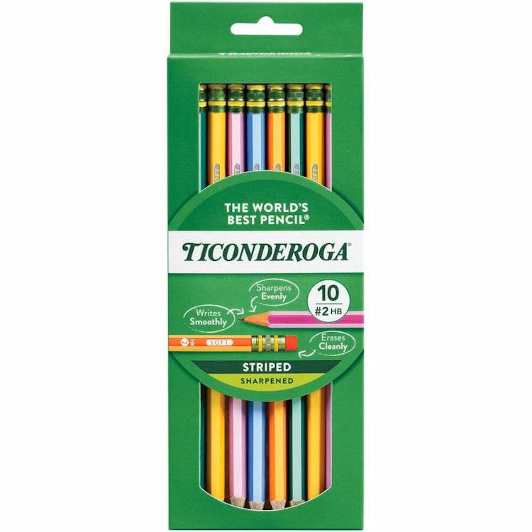 Ticonderoga #2 Wood Pencils - Vibrant Colors 10 Pack