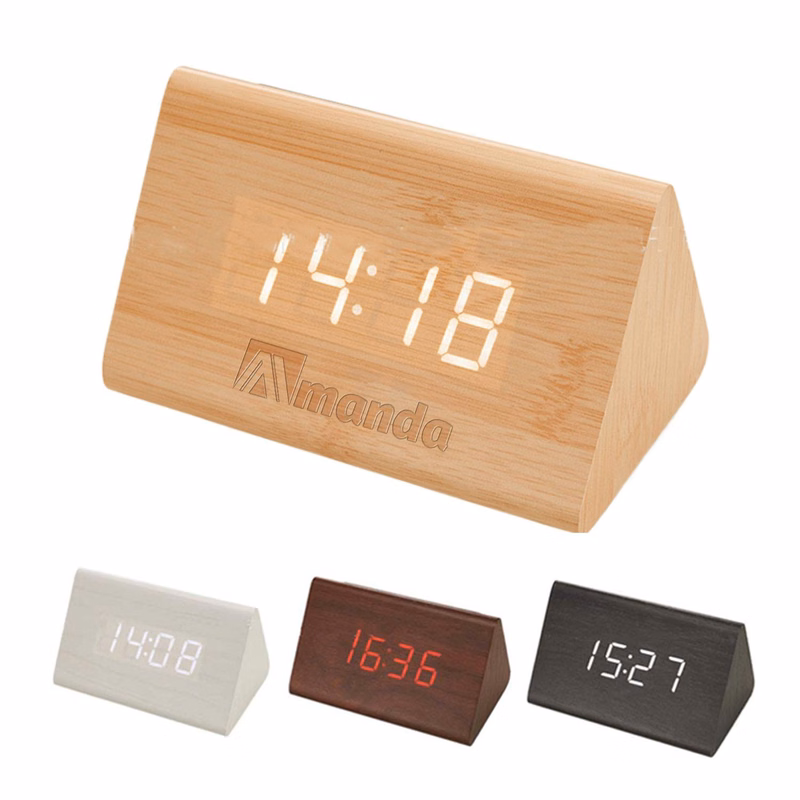 PVC Wood Grain Digital Alarm Clock