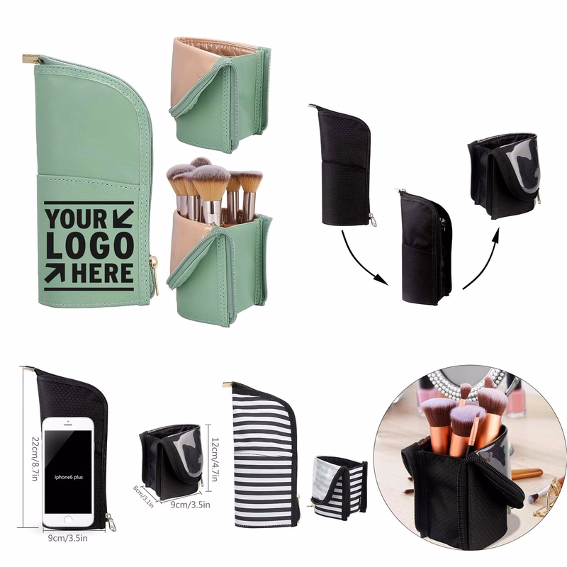 Travel Makeup Brush Case Portable Professional Foldable Cosmetic Essentials Storage Bag