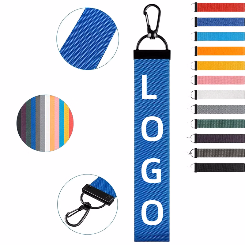 MOQ Nylon Wrist Lanyard Keychain With Metal Hook Holder