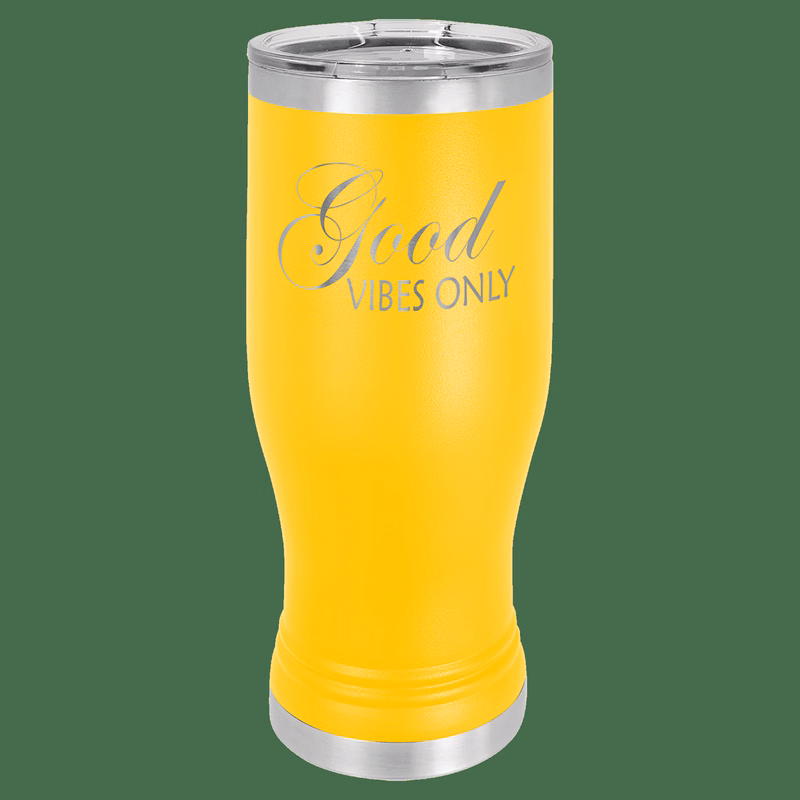 20 oz. Yellow Laser Engraved Polar Camel Pilsner Tumbler w/Clear Lid