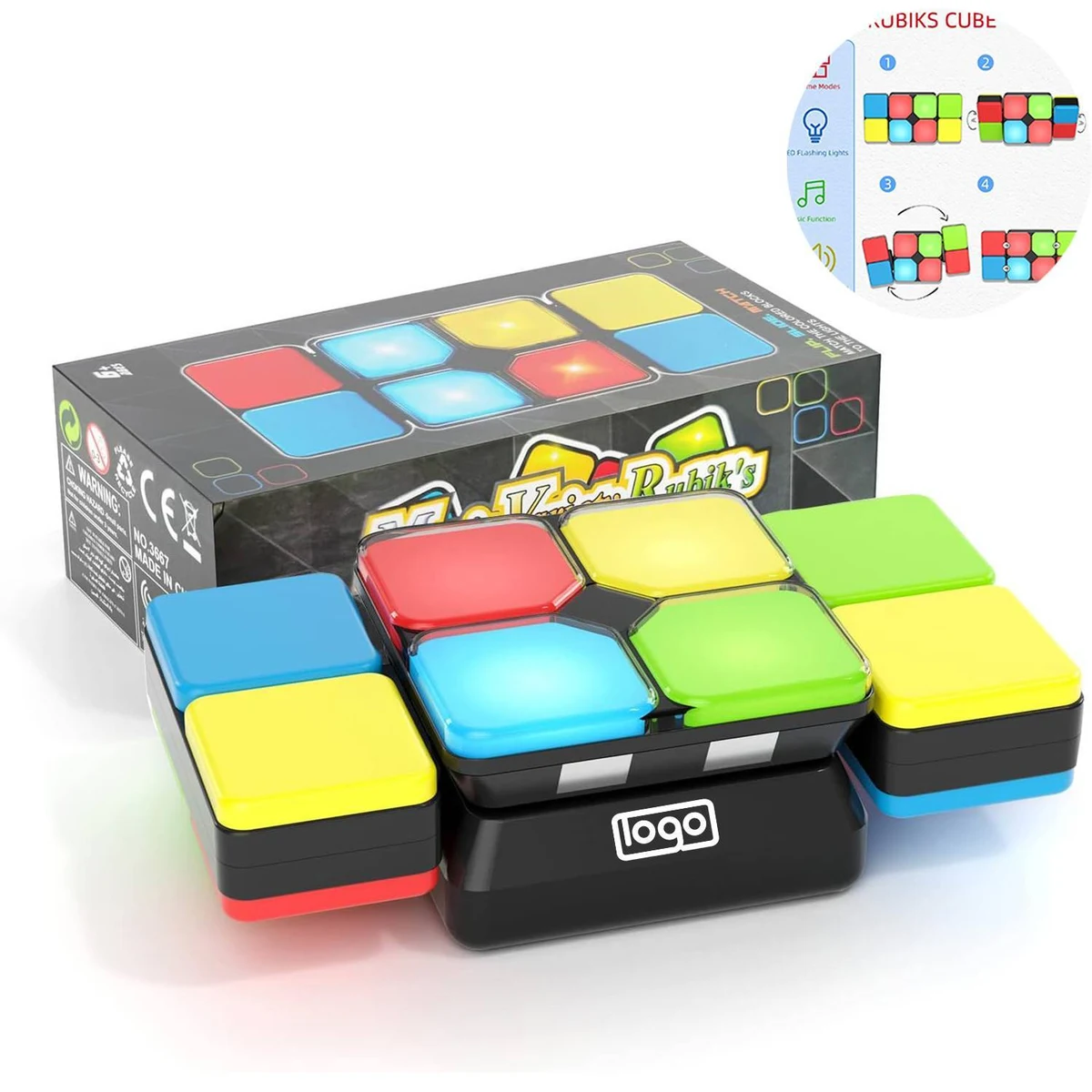 4 in 1 Kids Light-Up Musical Educational Puzzle Cube Toy 1