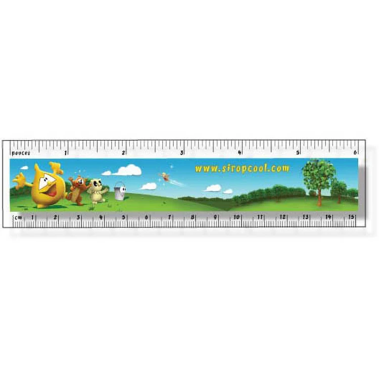 .020 Clear Plastic Rulers 1.5"x6.25" Rectangle / Square Corner, Full Colour Digital Imprint 1