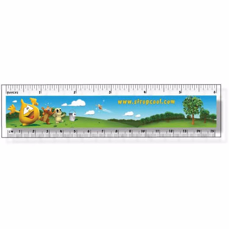 .020 Clear Plastic Rulers 1.5"x6.25" Rectangle / Square Corner, Full Colour Digital Imprint