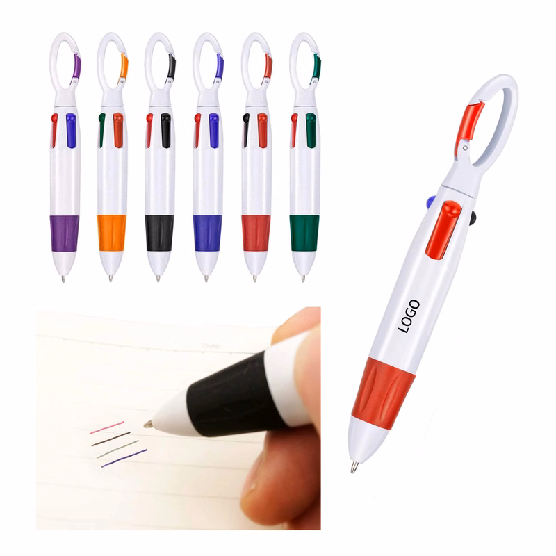 Four-color Ballpoint Pen /w Carabiners