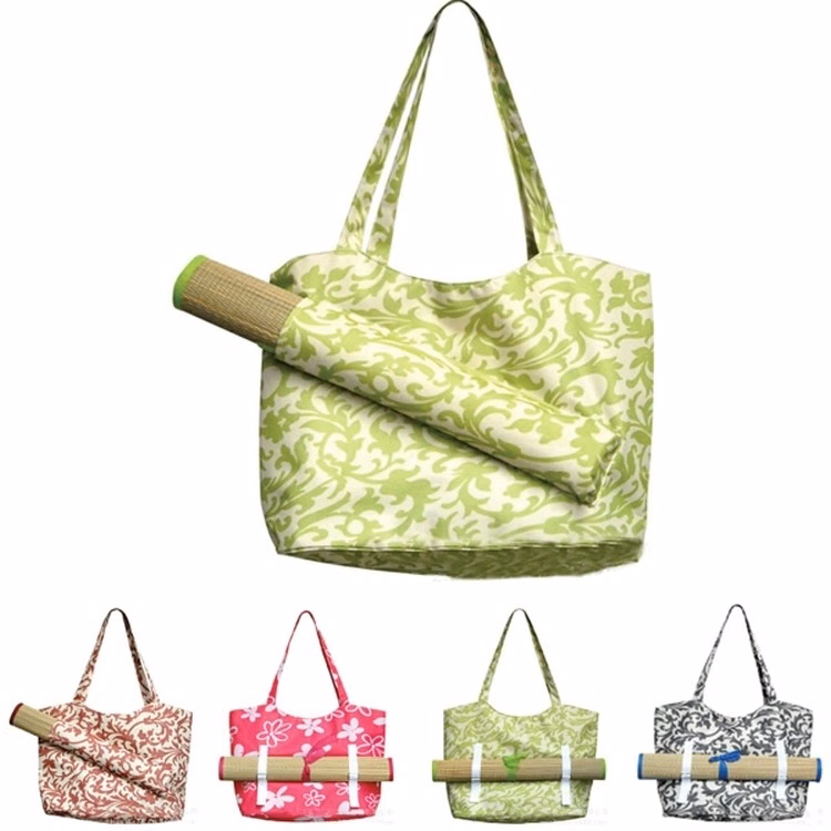 Beach Bag with Straw Mat