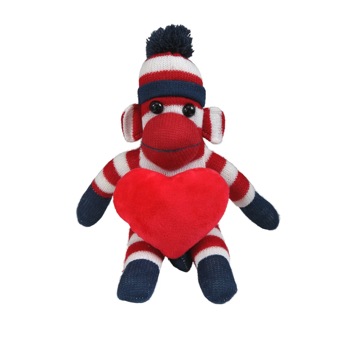 soft plush Patriotic Sock Monkey with heart 1
