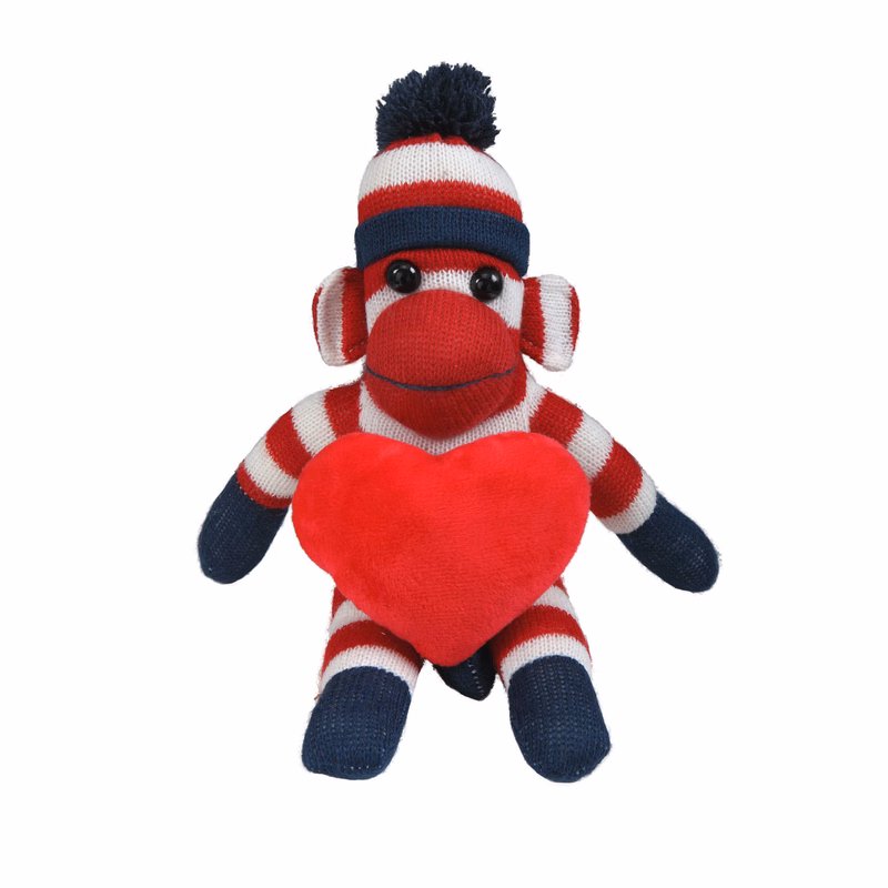 soft plush Patriotic Sock Monkey with heart