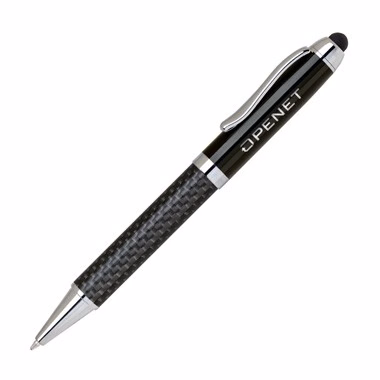 Elegant Carbon Fiber Heavy Weight Pen with Stylus / Black