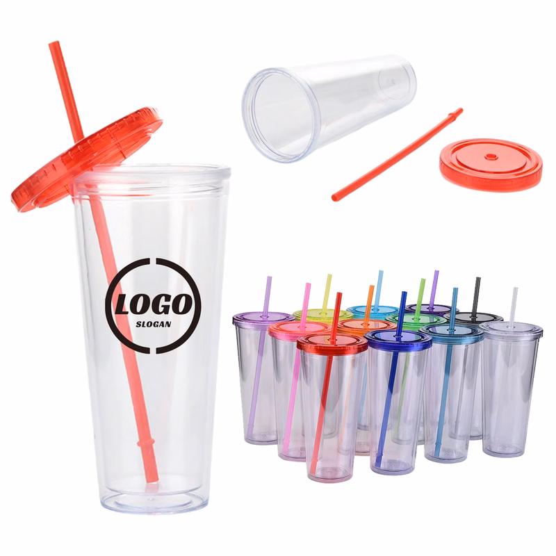 Custom 24oz AS Plastic Straw Cup
