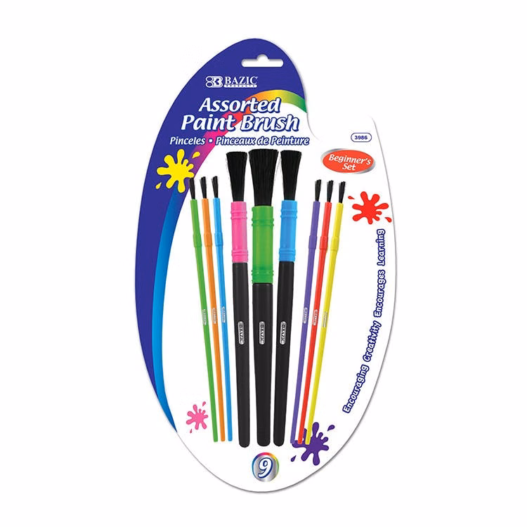 Kids' Paint Brush Set - 9 Pack