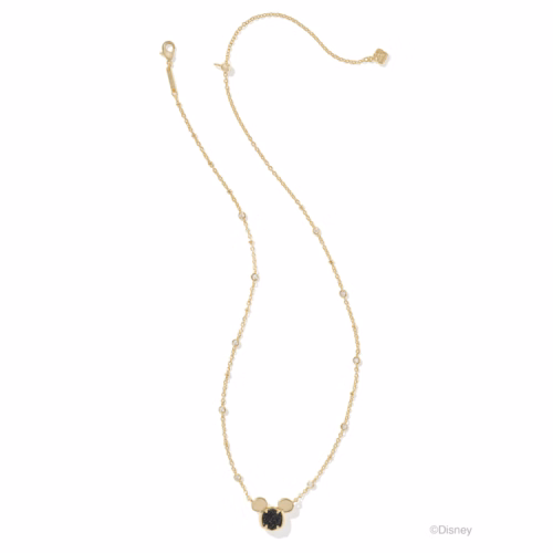 Kendra Scott Disney Gold Mickey Mouse Short Pendant Necklace in Black Drusy