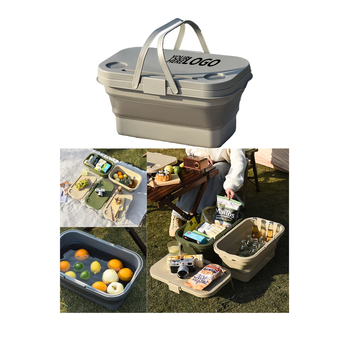 Multifunctional Collapsible Picnic Basket with Table 1