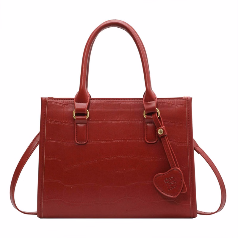 Pu red large capacity crossbody bag