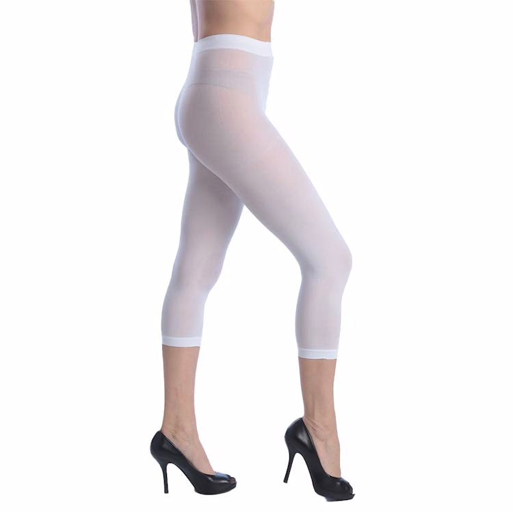 Women's Opaque Footless Capri Tights - White Queen Size