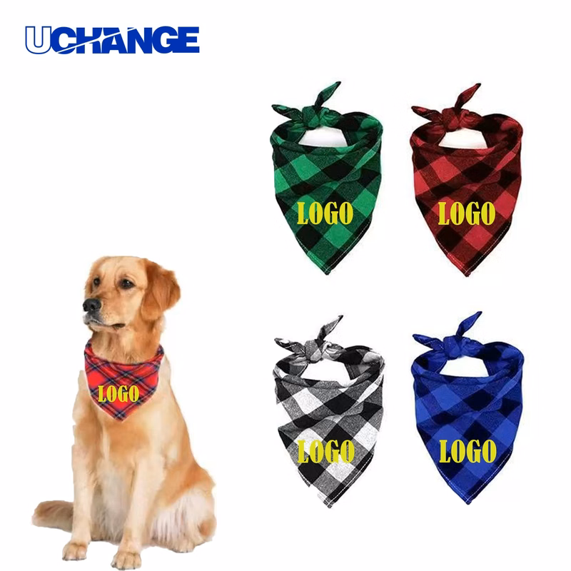 Cute Summer Plaid Dog Bandana for Daily Wear