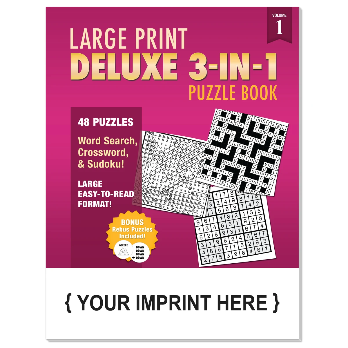 PUZZLE BOOK - Deluxe Large Print 3-in-1 Puzzle Book 1