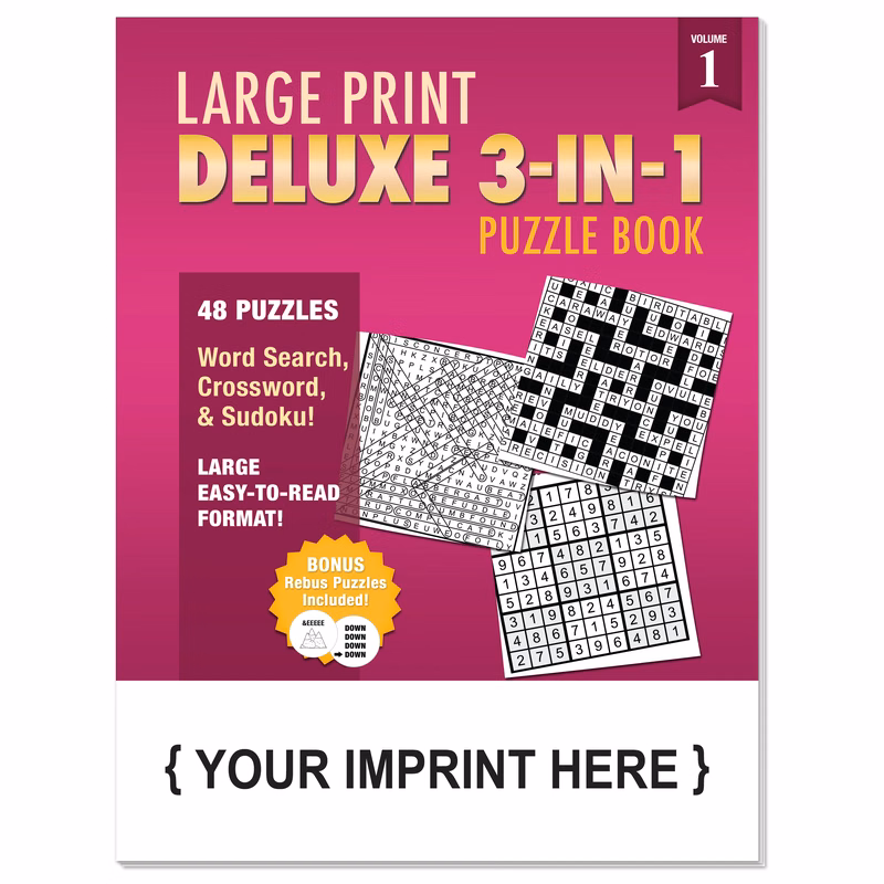 PUZZLE BOOK - Deluxe Large Print 3-in-1 Puzzle Book